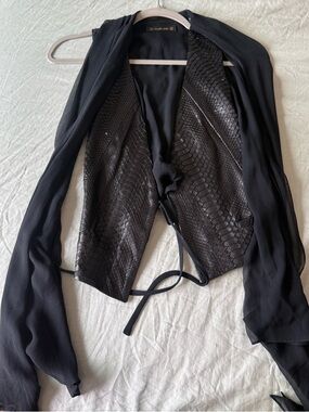 Plein Sud Python Textured Leather-Front Vest